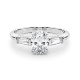 3 Stone Oval Center Tapered Baguette Ring - Diamonds By Rothschild