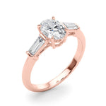3 Stone Oval Center Tapered Baguette Ring - Diamonds By Rothschild