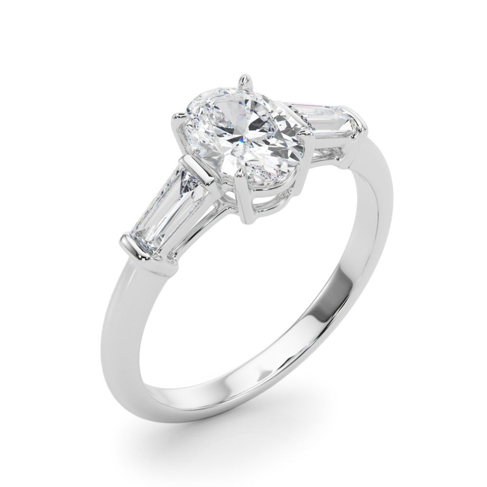 3 Stone Oval Center Tapered Baguette Ring - Diamonds By Rothschild