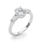 3 Stone Oval Center Tapered Baguette Ring - Diamonds By Rothschild