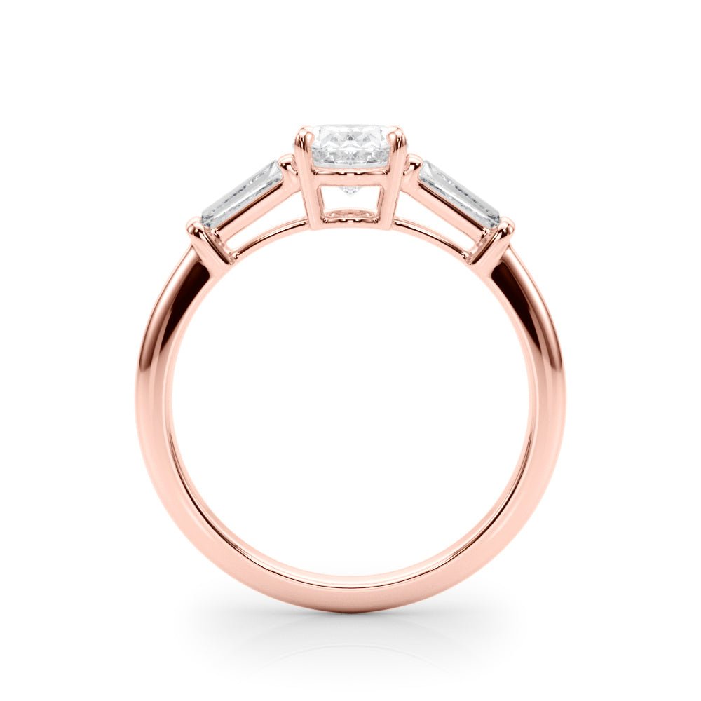 3 Stone Oval Center Tapered Baguette Ring - Diamonds By Rothschild