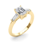 3 Stone Ring Emerald Center Taper Baguette Sides - Diamonds By Rothschild