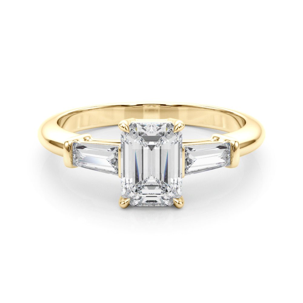 3 Stone Ring Emerald Center Taper Baguette Sides - Diamonds By Rothschild