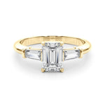 3 Stone Ring Emerald Center Taper Baguette Sides - Diamonds By Rothschild