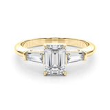 3 Stone Ring Emerald Center Taper Baguette Sides - Diamonds By Rothschild