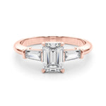 3 Stone Ring Emerald Center Taper Baguette Sides - Diamonds By Rothschild