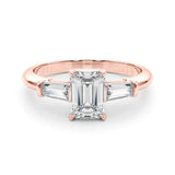 3 Stone Ring Emerald Center Taper Baguette Sides - Diamonds By Rothschild