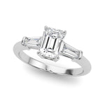 3 Stone Ring Emerald Center Taper Baguette Sides - Diamonds By Rothschild
