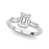 3 Stone Ring Emerald Center Taper Baguette Sides - Diamonds By Rothschild