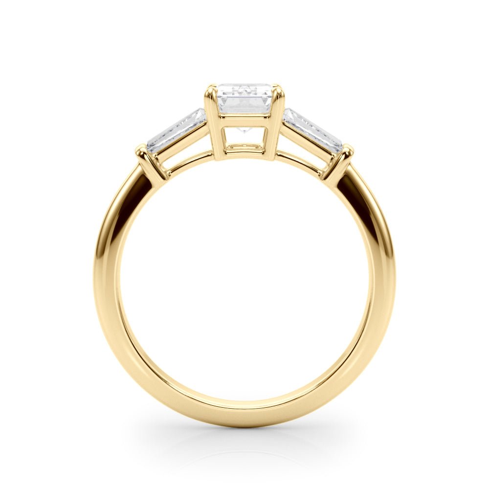 3 Stone Ring Emerald Center Taper Baguette Sides - Diamonds By Rothschild