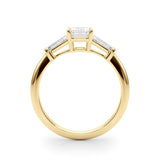 3 Stone Ring Emerald Center Taper Baguette Sides - Diamonds By Rothschild