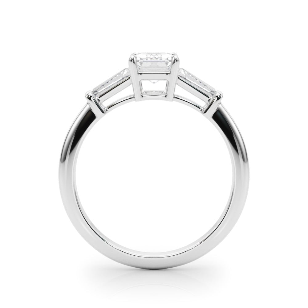 3 Stone Ring Emerald Center Taper Baguette Sides - Diamonds By Rothschild