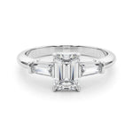 3 Stone Ring Emerald Center Taper Baguette Sides - Diamonds By Rothschild