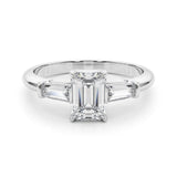 3 Stone Ring Emerald Center Taper Baguette Sides - Diamonds By Rothschild