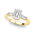 3 Stone Ring Emerald Center Taper Baguette Sides - Diamonds By Rothschild