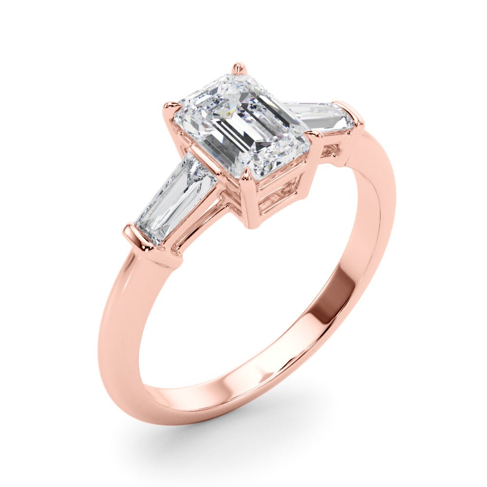 3 Stone Ring Emerald Center Taper Baguette Sides - Diamonds By Rothschild