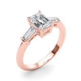 3 Stone Ring Emerald Center Taper Baguette Sides - Diamonds By Rothschild