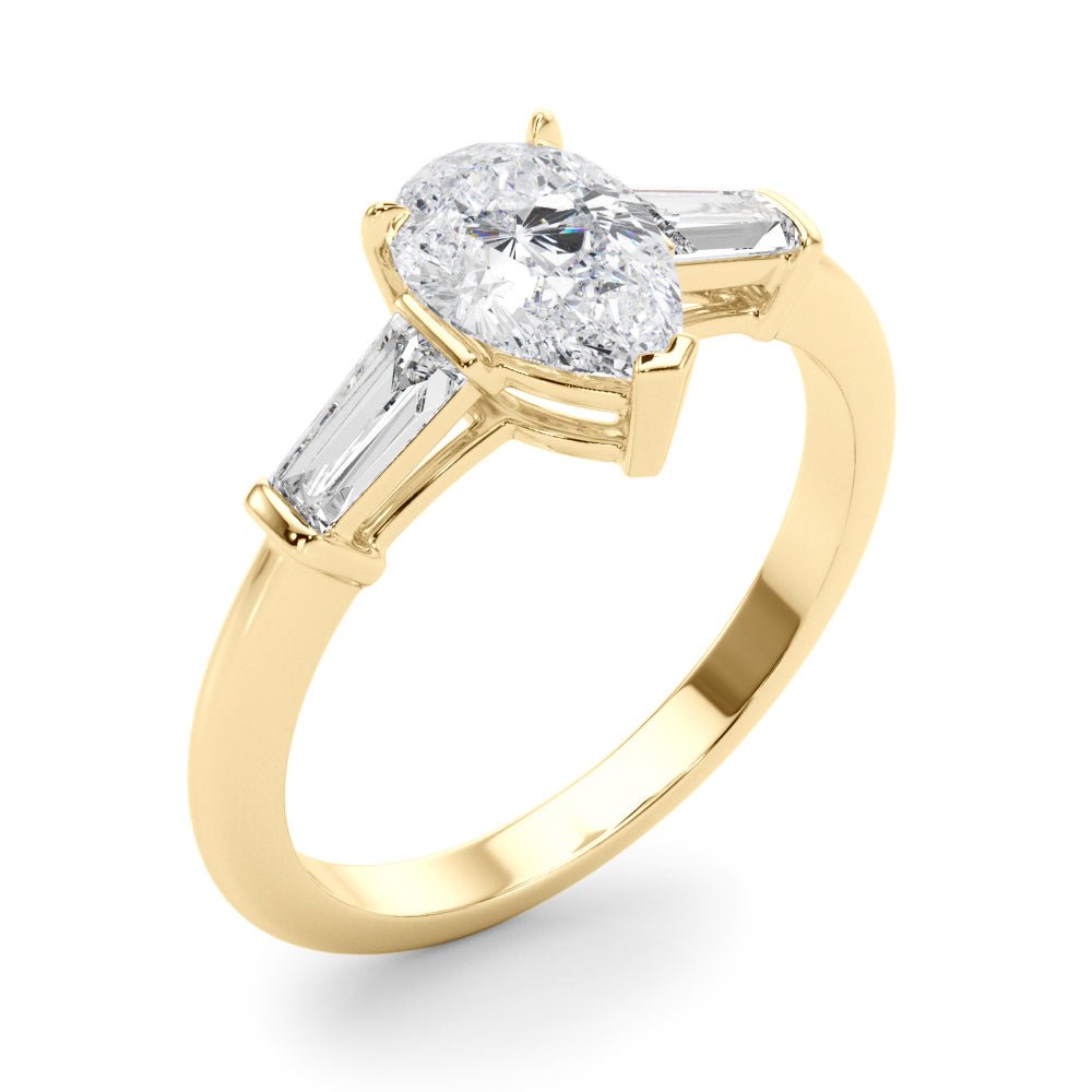 3 Stone Ring Pear Center Taper Baguette Sides - Diamonds By Rothschild