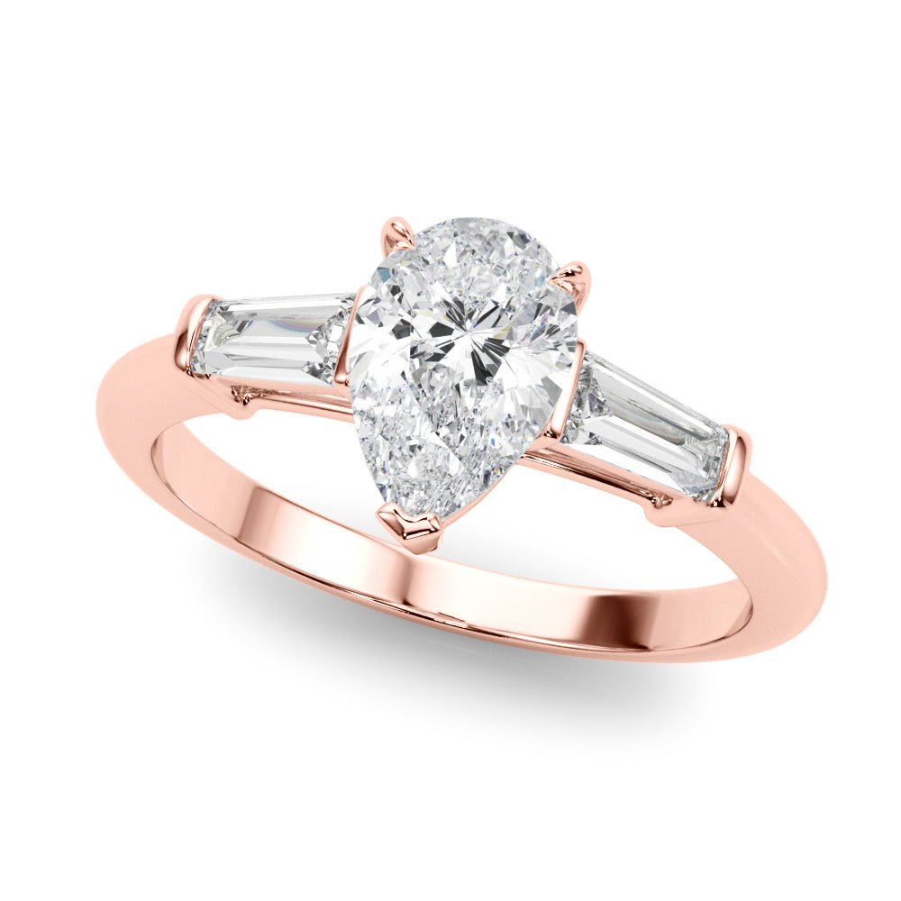 3 Stone Ring Pear Center Taper Baguette Sides - Diamonds By Rothschild