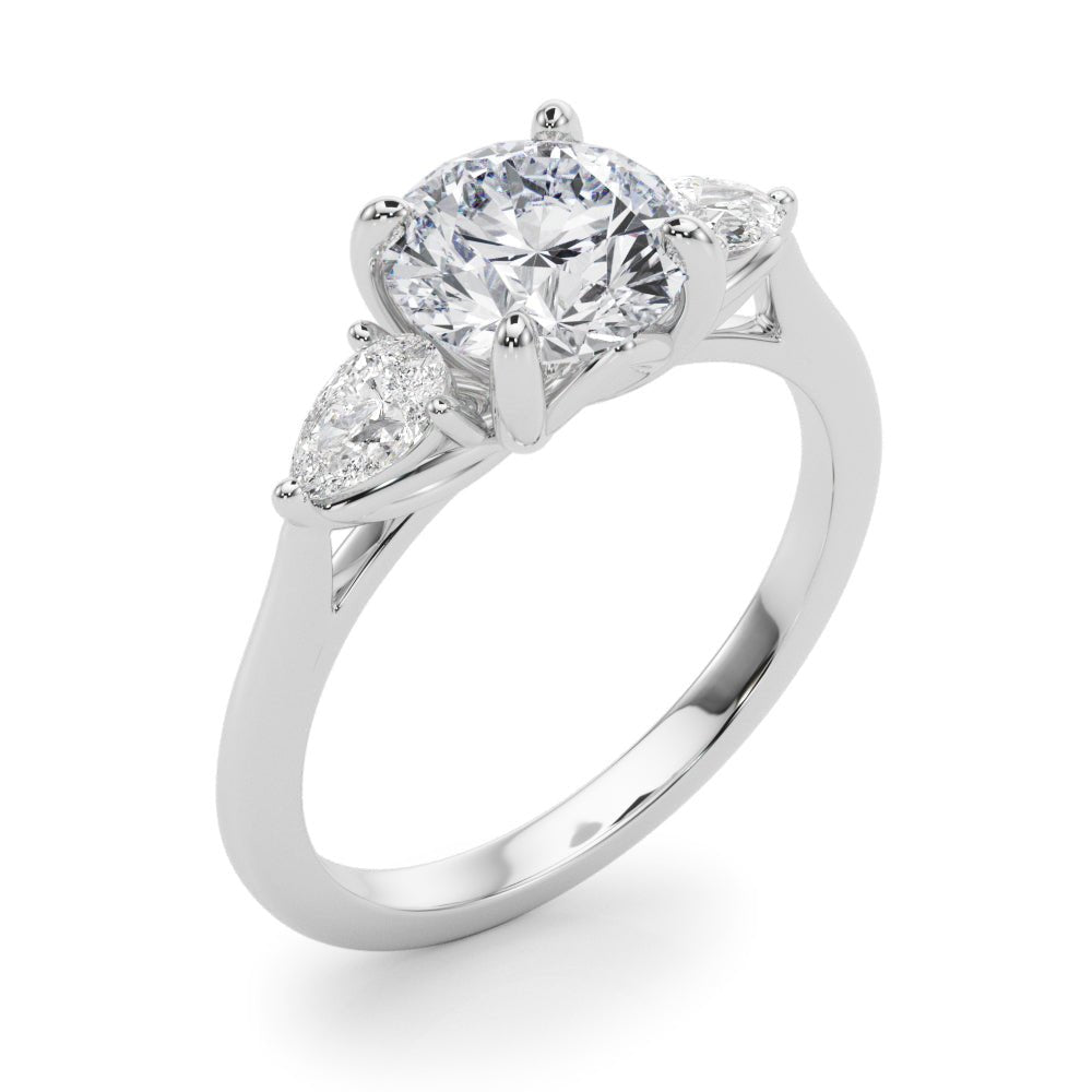 3 Stone Ring With Pear Side Stones - Diamonds By Rothschild