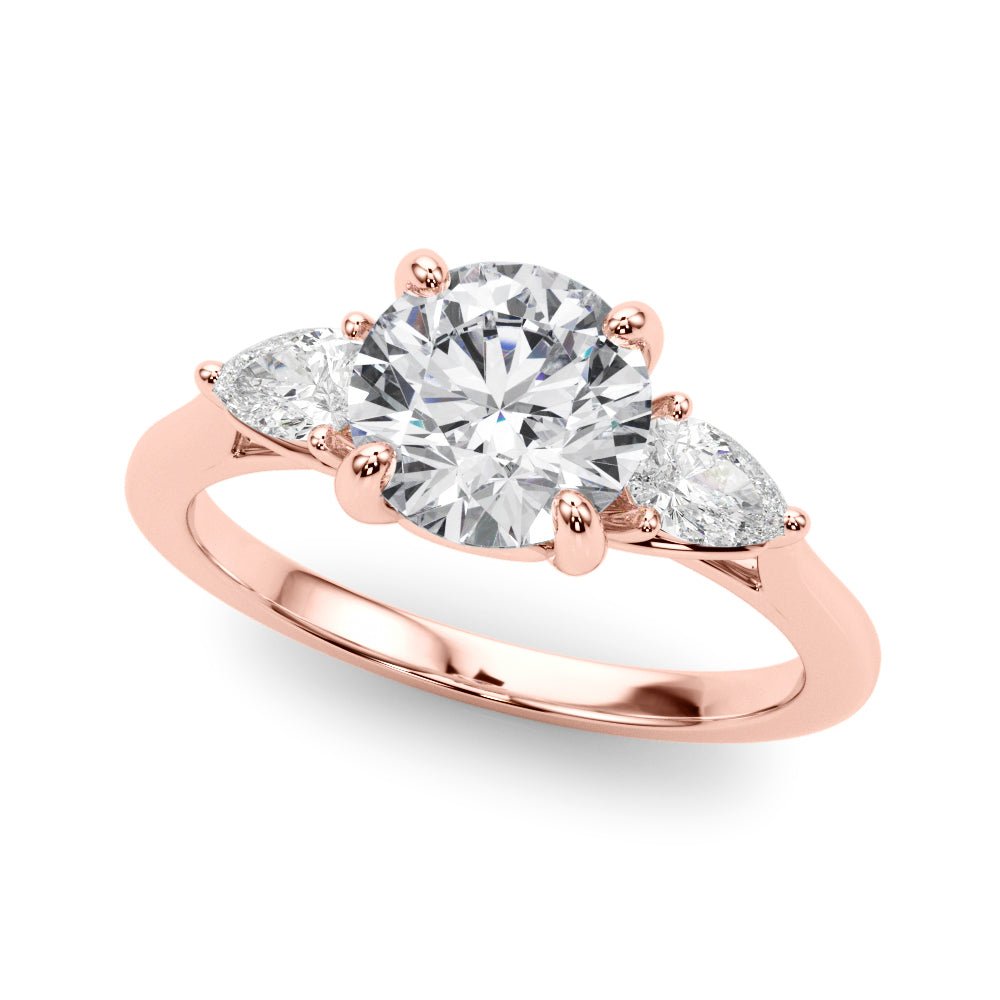 3 Stone Ring With Pear Side Stones - Diamonds By Rothschild