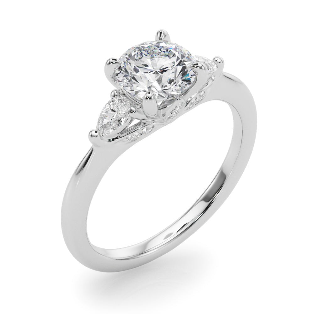 3 Stone Round Center Pear Side Stone Ring - Diamonds By Rothschild