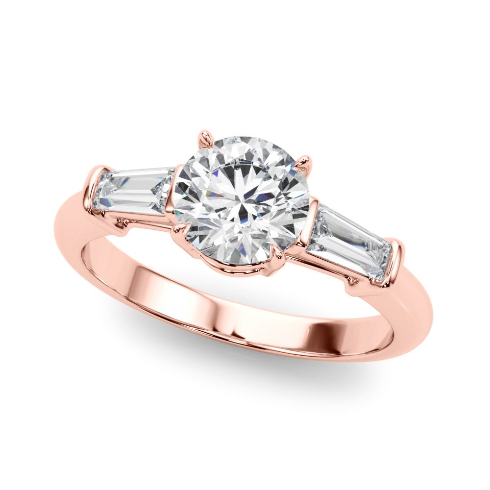 3 Stone Round Center Tapered Baguette Ring - Diamonds By Rothschild