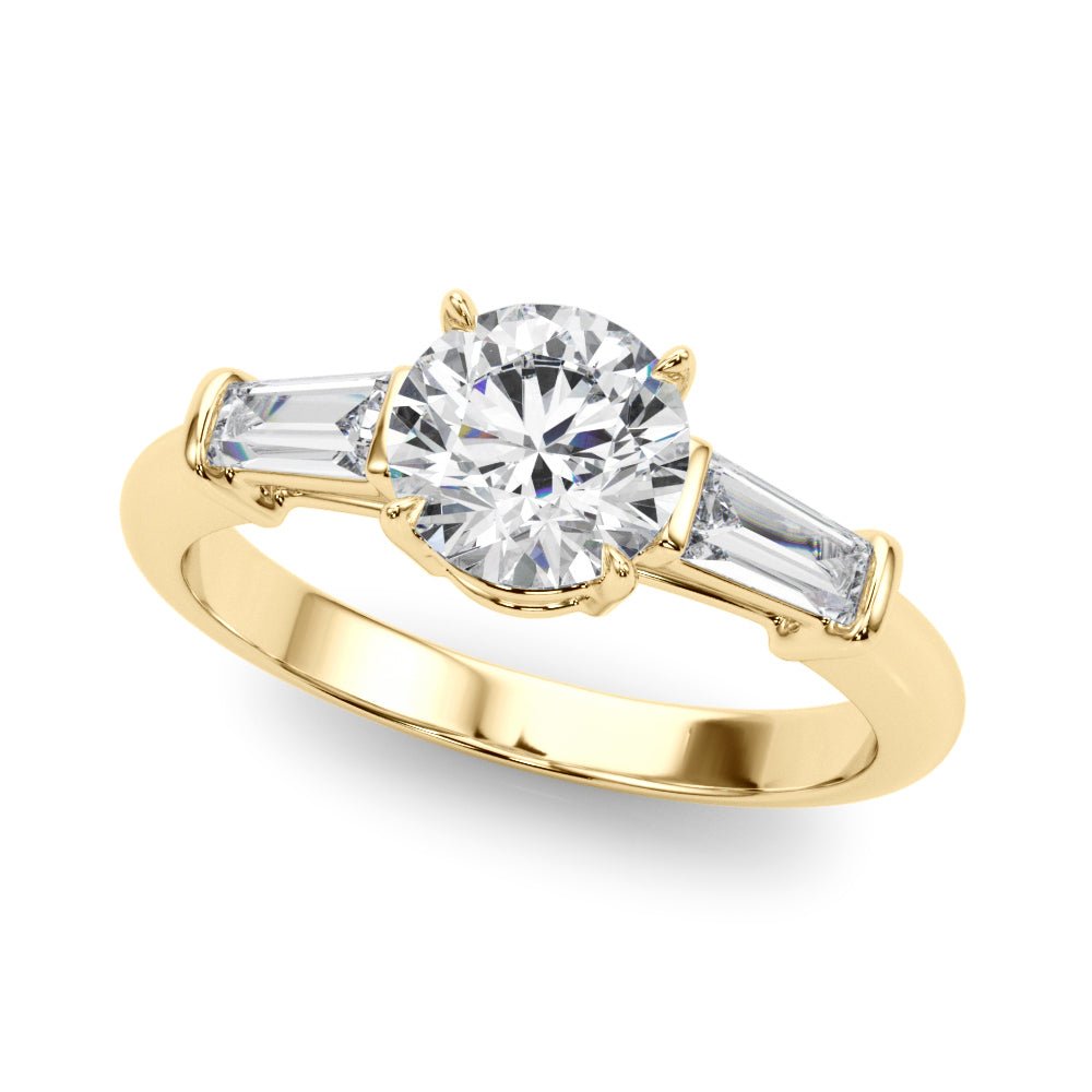 3 Stone Round Center Tapered Baguette Ring - Diamonds By Rothschild