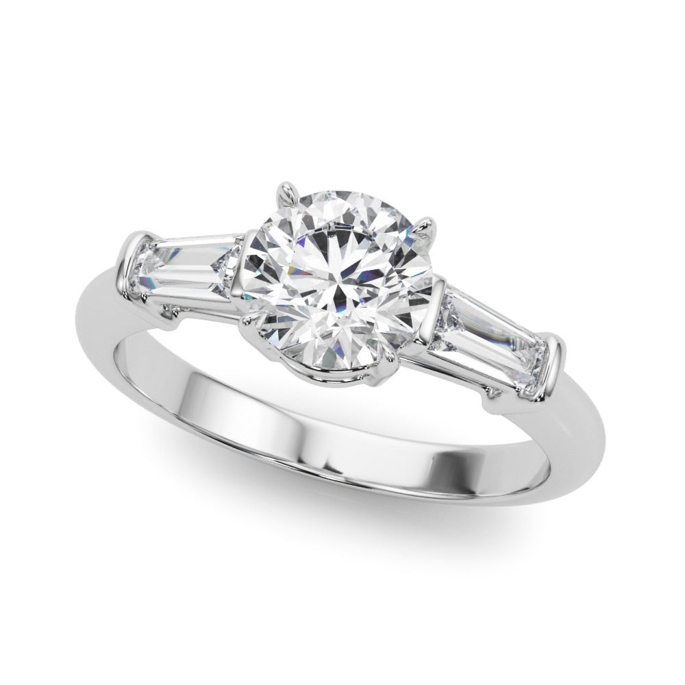 3 Stone Round Center Tapered Baguette Ring - Diamonds By Rothschild