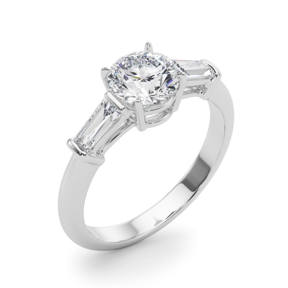 3 Stone Round Center Tapered Baguette Ring - Diamonds By Rothschild