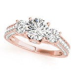 3 Stone Round Pavé Engagement Ring - Diamonds By Rothschild