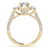 3 Stone Round Pavé Engagement Ring - Diamonds By Rothschild