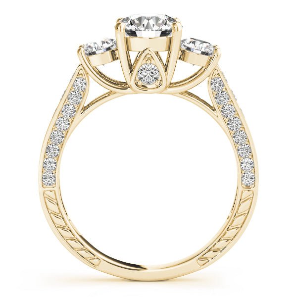 3 Stone Round Pavé Engagement Ring - Diamonds By Rothschild