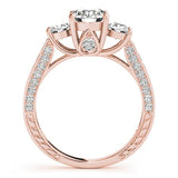 3 Stone Round Pavé Engagement Ring - Diamonds By Rothschild