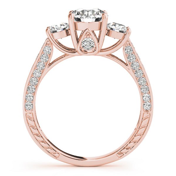3 Stone Round Pavé Engagement Ring - Diamonds By Rothschild