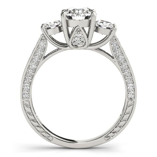 3 Stone Round Pavé Engagement Ring - Diamonds By Rothschild
