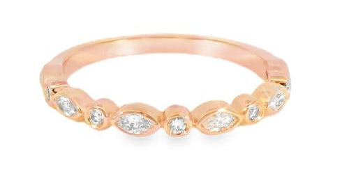 Wedding Ring with Bezel Set Diamonds in Rose Gold