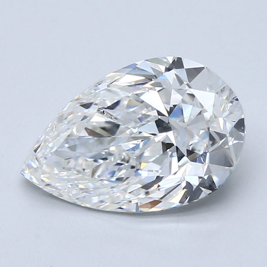 3.5 Carat Pear - Natural Diamond - 3.5 - F - SI2 - VG - EX - EX - Diamonds By Rothschild