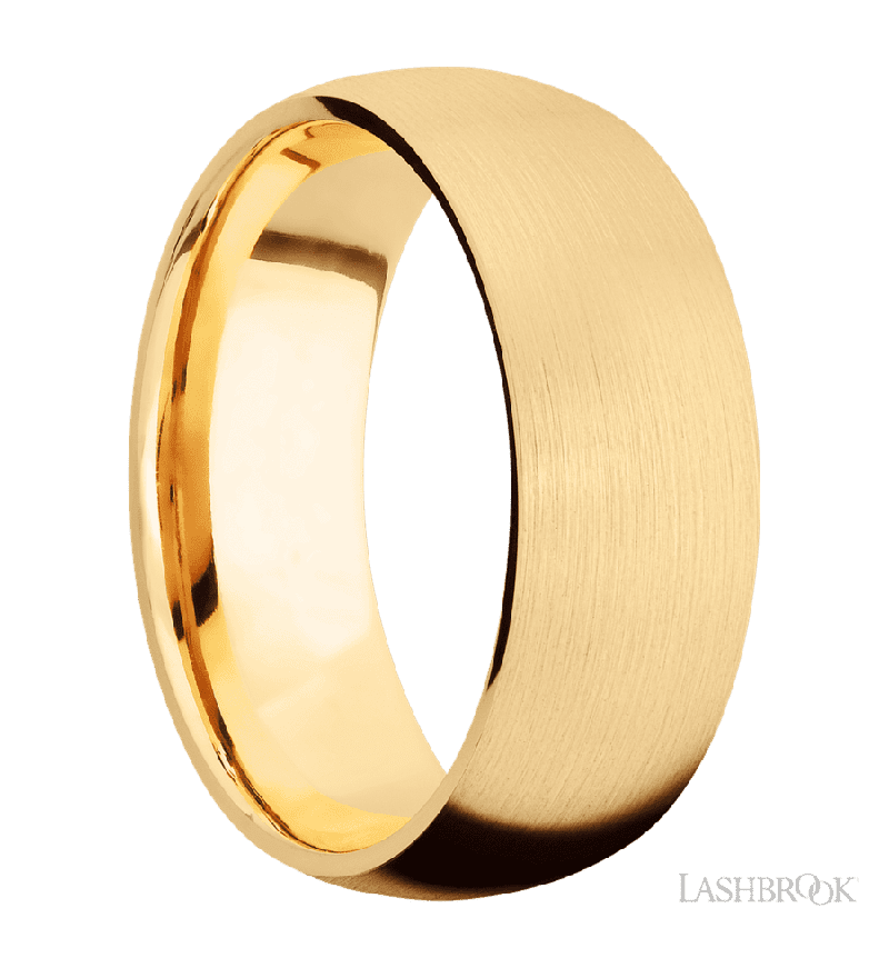 8 mm wide Domed 14K Yellow Gold band.