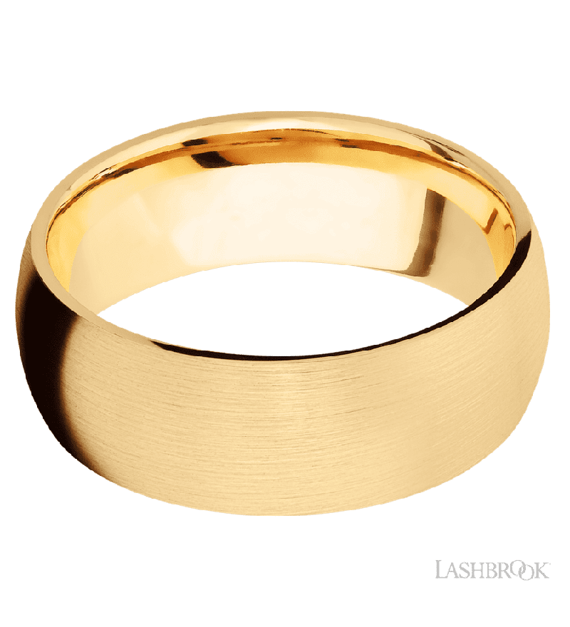 8 mm wide Domed 14K Yellow Gold band.