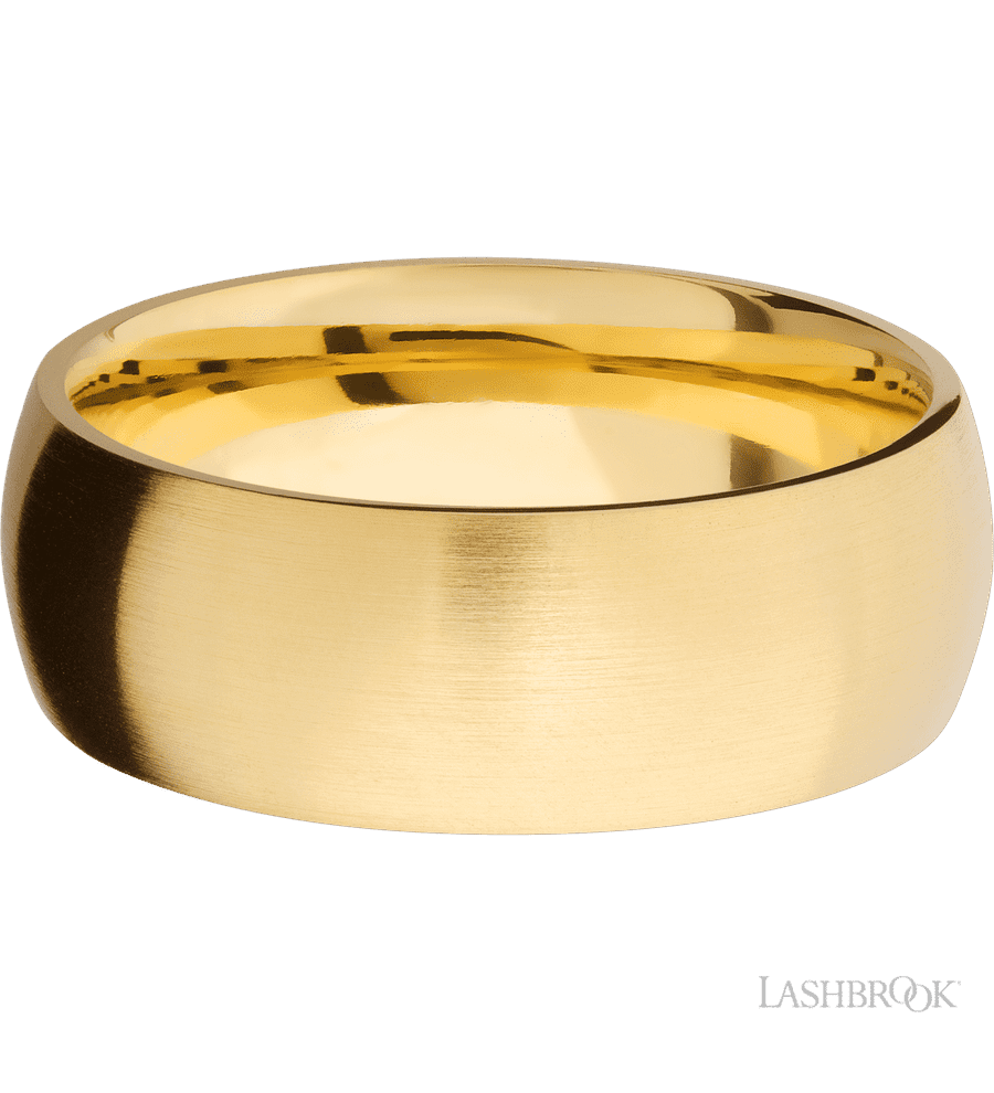8 mm wide Domed 14K Yellow Gold band.