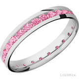 4 mm wide/Domed/Cobalt Chrome band with an Eternity arrangement of .07 carat Round Lab Dark Pink Diamond stones in a Channel setting. - Diamonds By Rothschild