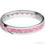 4 mm wide/Domed/Cobalt Chrome band with an Eternity arrangement of .07 carat Round Lab Dark Pink Diamond stones in a Channel setting. - Diamonds By Rothschild