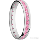 4 mm wide/Domed/Cobalt Chrome band with an Eternity arrangement of .07 carat Round Lab Dark Pink Diamond stones in a Channel setting. - Diamonds By Rothschild