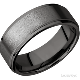 8 mm wide Flat Grooved Edges Tantalum Noir band.