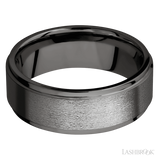 8 mm wide Flat Grooved Edges Tantalum Noir band.