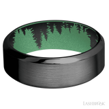 8 mm wide High Bevel Zirconium band featuring a Squatch sleeve.