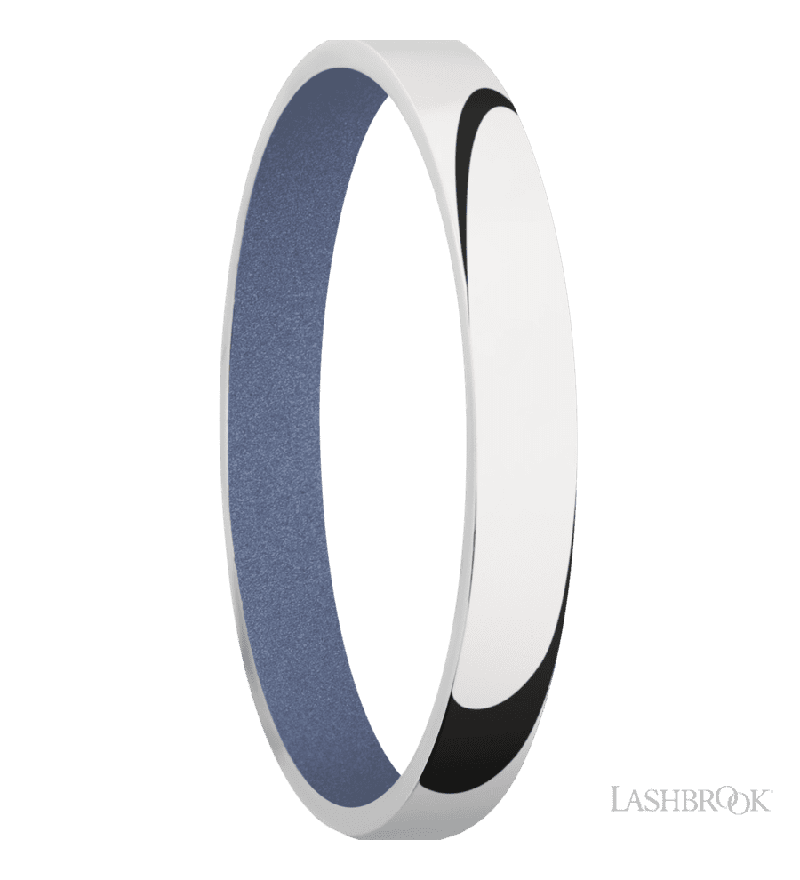 3 mm wide Domed 10K White Gold band featuring a Crushed Orchid sleeve.