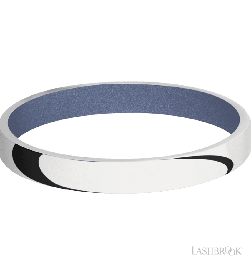 3 mm wide Domed 10K White Gold band featuring a Crushed Orchid sleeve.