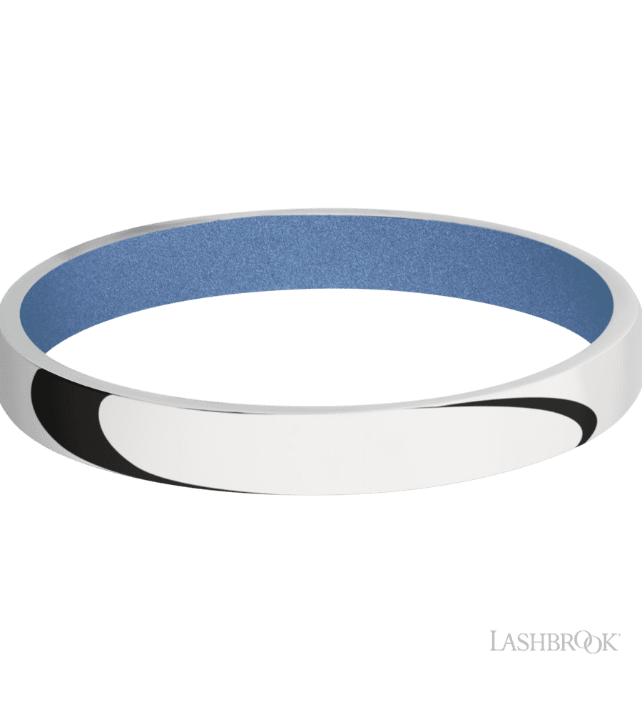 3 mm wide Domed 10K White Gold band featuring a Crushed Orchid sleeve.